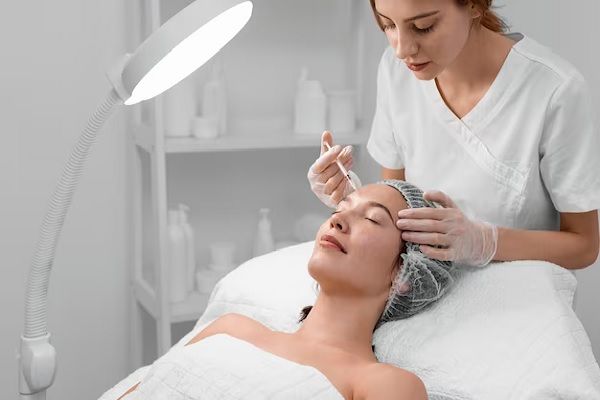 Dermal Fillers, beautician doing filler injection for female client