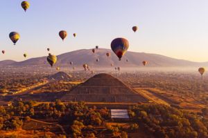 Hot Air Balloon Over Teotihuacán Valley Mexico City For Couples
