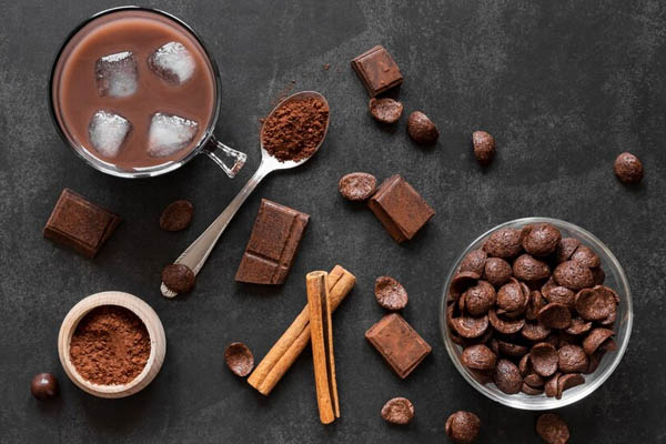 Top view delicious composition chocolate