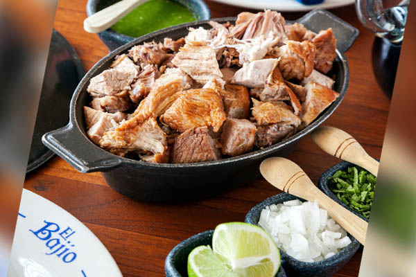 El bajío chicharrones dish