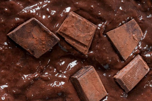 Close up arrangement melted chocolate